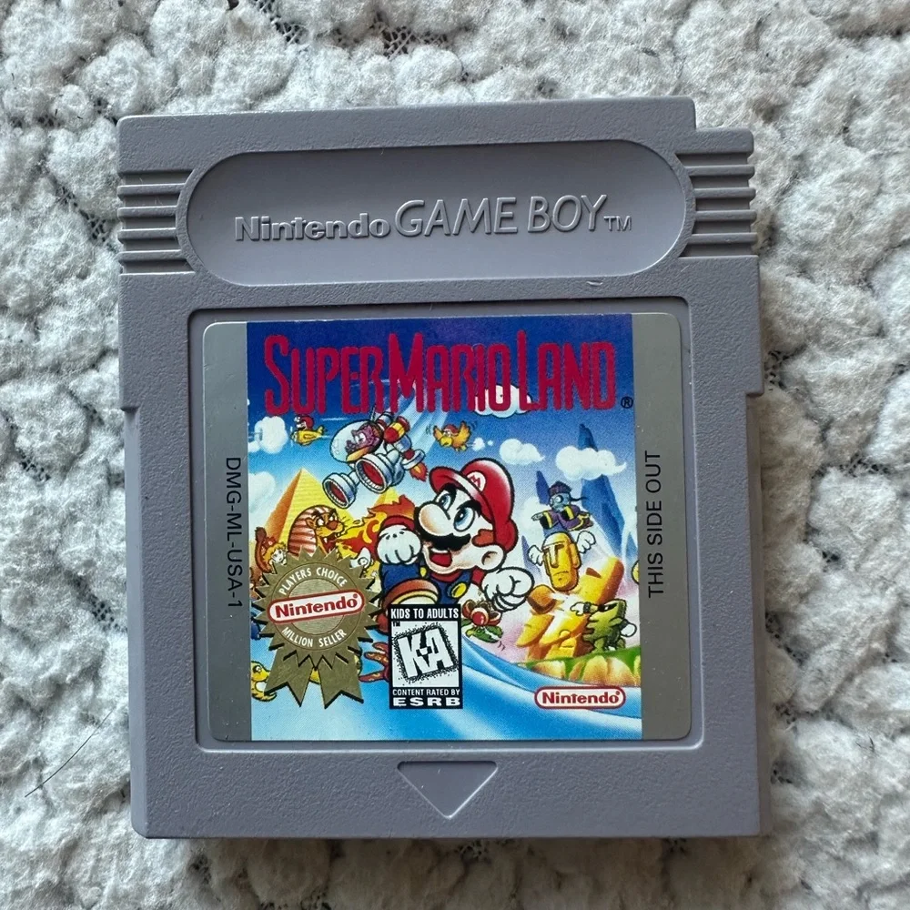 Vintage Nintendo Game Boy Portable Console in Gray with Super Mario Land